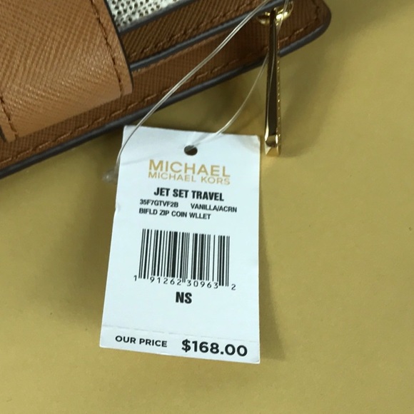 Michael Kors Vanilla/Acorn fold Zip coin Wallet - Picture 4 of 7